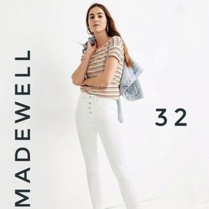 MADEWELL WHITE BUTTON FLY HIGH WAISTED JEANS SZ 32